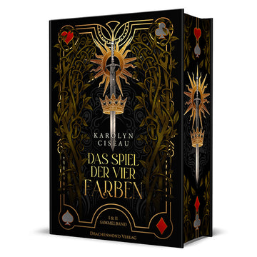 Das Cover zeigt im mittleren oberen Bereich ein silbernes Schwert vor dem stilisierten Abbild einer Sonne; die Schneide reicht durch eine Krone. In den vier Ecken sind die Spielkartenfarben Herz, Karo, Kreuz und Pik abgebildet.